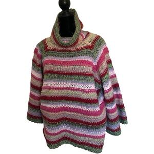 Anthropologie Striped Multicolor Cowl Neck Sweater